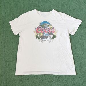 Coors Beer Nature Retro Logo Outdoors White T Shirt Sz XL